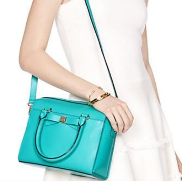 Teal/turquoise structured Kate Spade purse - Picture 4 of 4